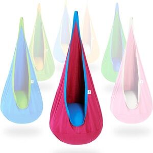 New OUTREE Kids Pod Swing Hammock Chair for Indoor or Outdoor (Pink & Blue)